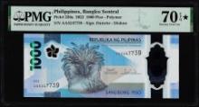 2022 Philippines Central Bank 1000 Piso Note PMG Seventy Gem Uncirculated 70EPQ* Star