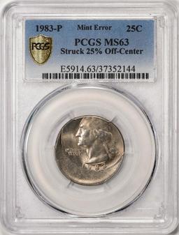 1983-P Washington Quarter Coin PCGS Mint Error Struck 25% Off-Center