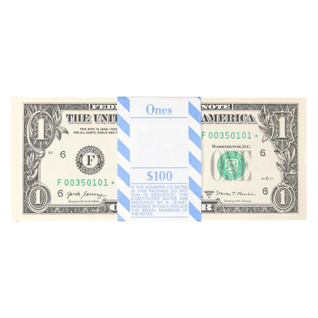 Pack of (100) Consecutive 2017A $1 Federal Reserve STAR Notes Atlanta