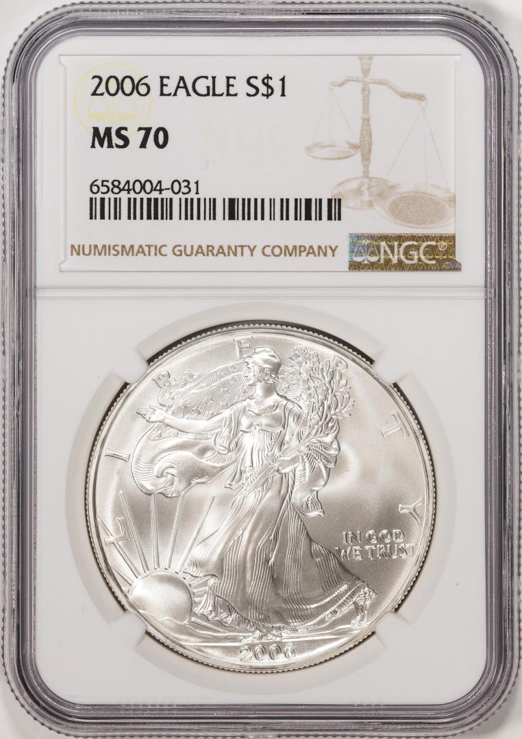 2006 $1 American Silver Eagle Coin NGC MS70