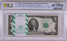 Pack of 2017A $2 Federal Reserve STAR Notes SF Fr.1941-L* PCGS Gem Uncirculated 65PPQ