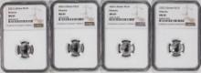 Lot of (4) 2022 Great Britain 10 Pounds Britannia 1/10oz Platinum Coins NGC MS69