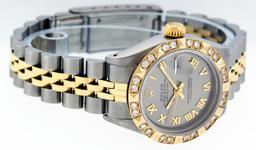 Rolex Ladies Two Tone Gray Diamond Datejust Wristwatch