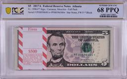 Pack 2017A $5 Federal Reserve STAR Notes Atlanta Fr.1998-F* PCGS Superb Gem UNC 68PPQ