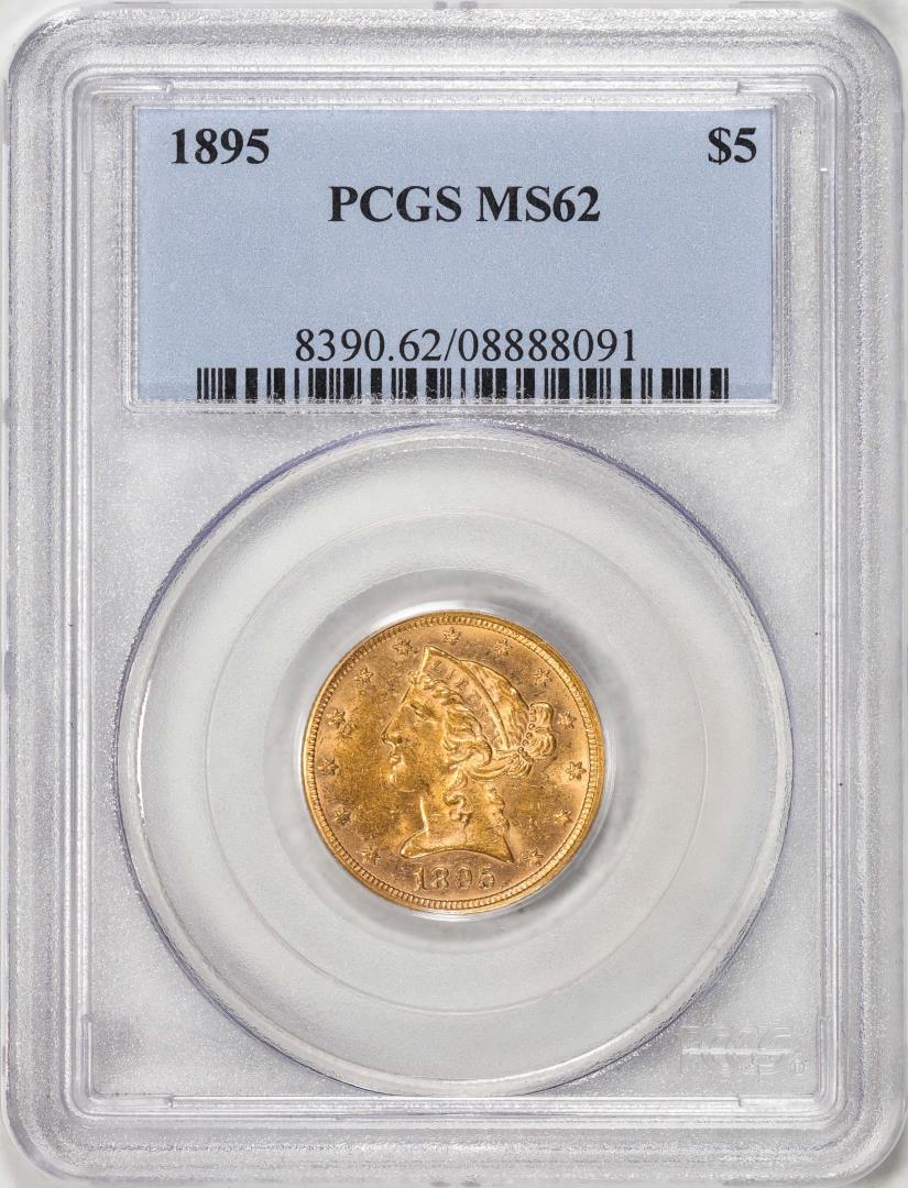 1895 $5 Liberty Head Half Eagle Gold Coin NGC MS62