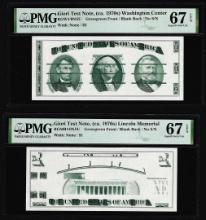 Set of Giori Test Note Washington & Lincoln Memorial PMG Superb Gem Unc 67EPQ