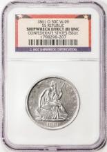 1861-O CSA Issue SS Republic Seated Liberty Half Dollar Coin NGC Shipwreck Effect UNC