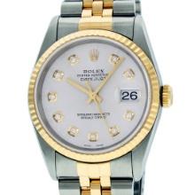 Rolex Mens Two Tone Diamond Datejust Wristwatch