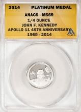 2014 Proof 1/4 oz Platinum JFK Apollo 11 Anniversary Medal ANACS MS69