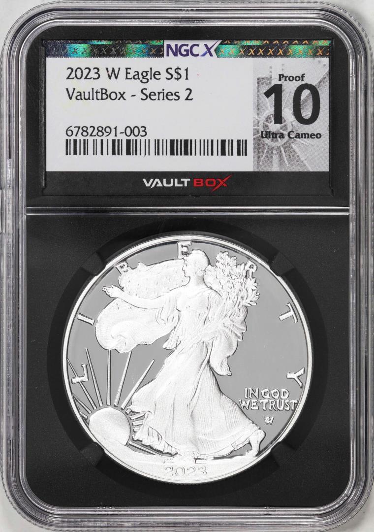 2023-W $1 American Silver Eagle Coin NGCX Proof 10 Ultra Cameo VaultBox Series 2