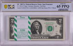 Pack 2017A $2 Federal Reserve STAR Notes San Francisco Fr.1941-L* PCGS Gem UNC 65PPQ