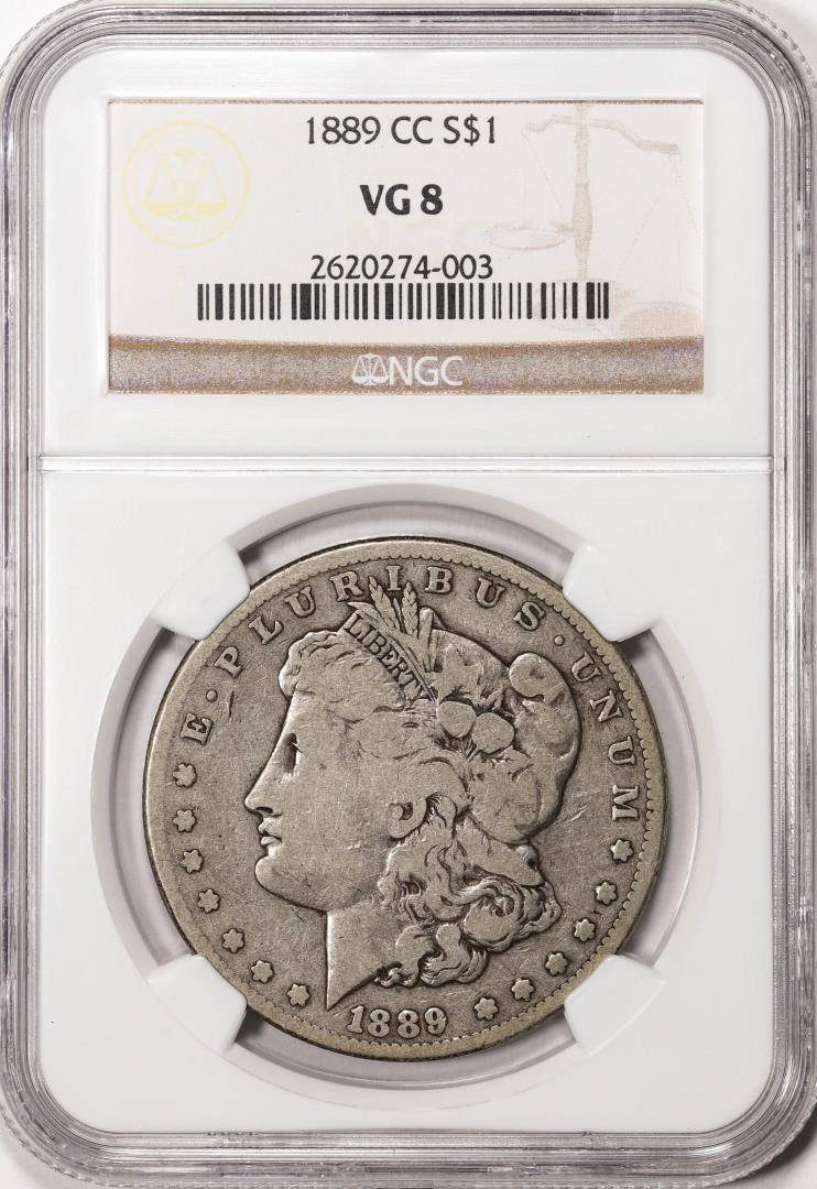 1889-CC $1 Morgan Silver Dollar Coin NGC VG8