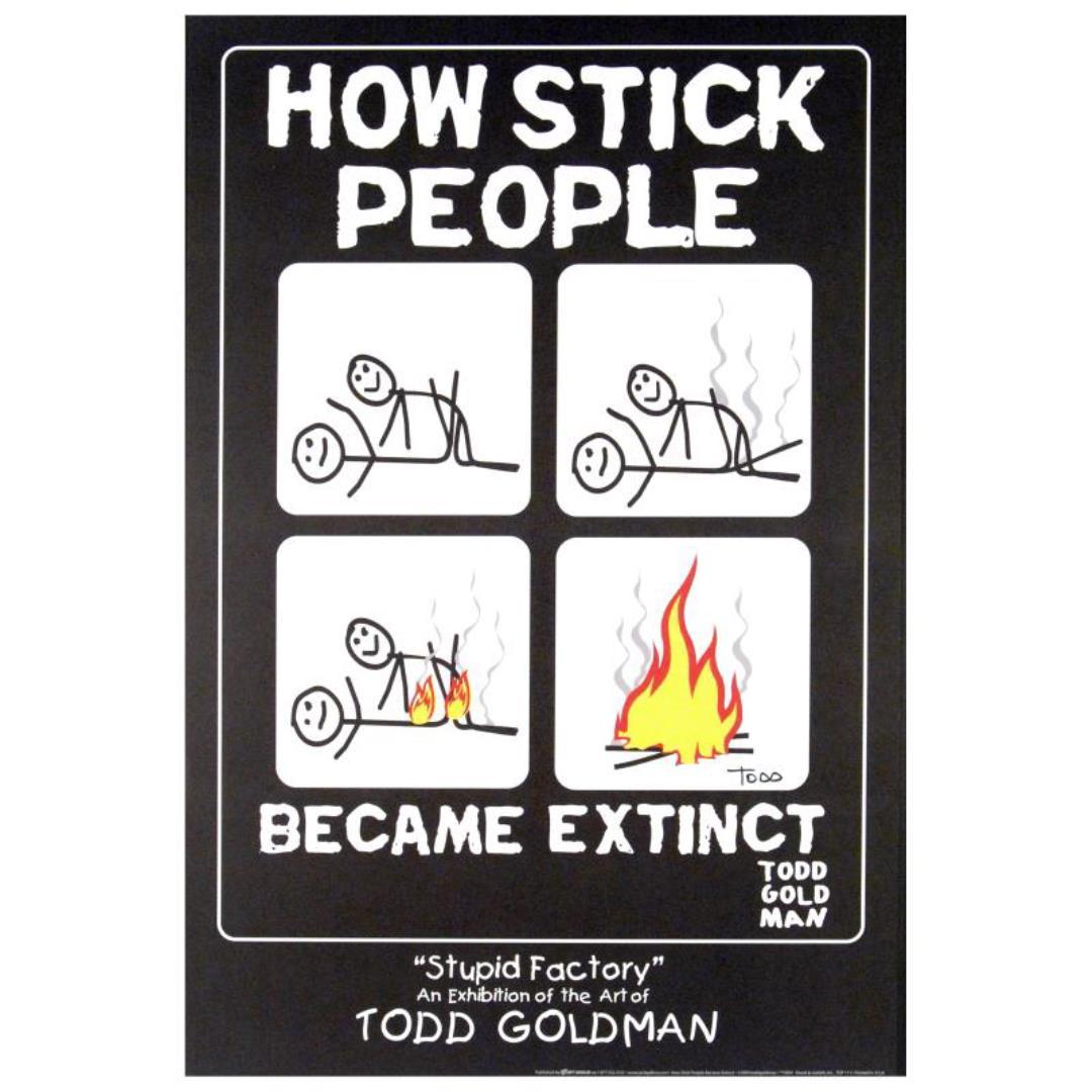 Todd Goldman "How Stick People Became Extinct" Collectible Lithograph