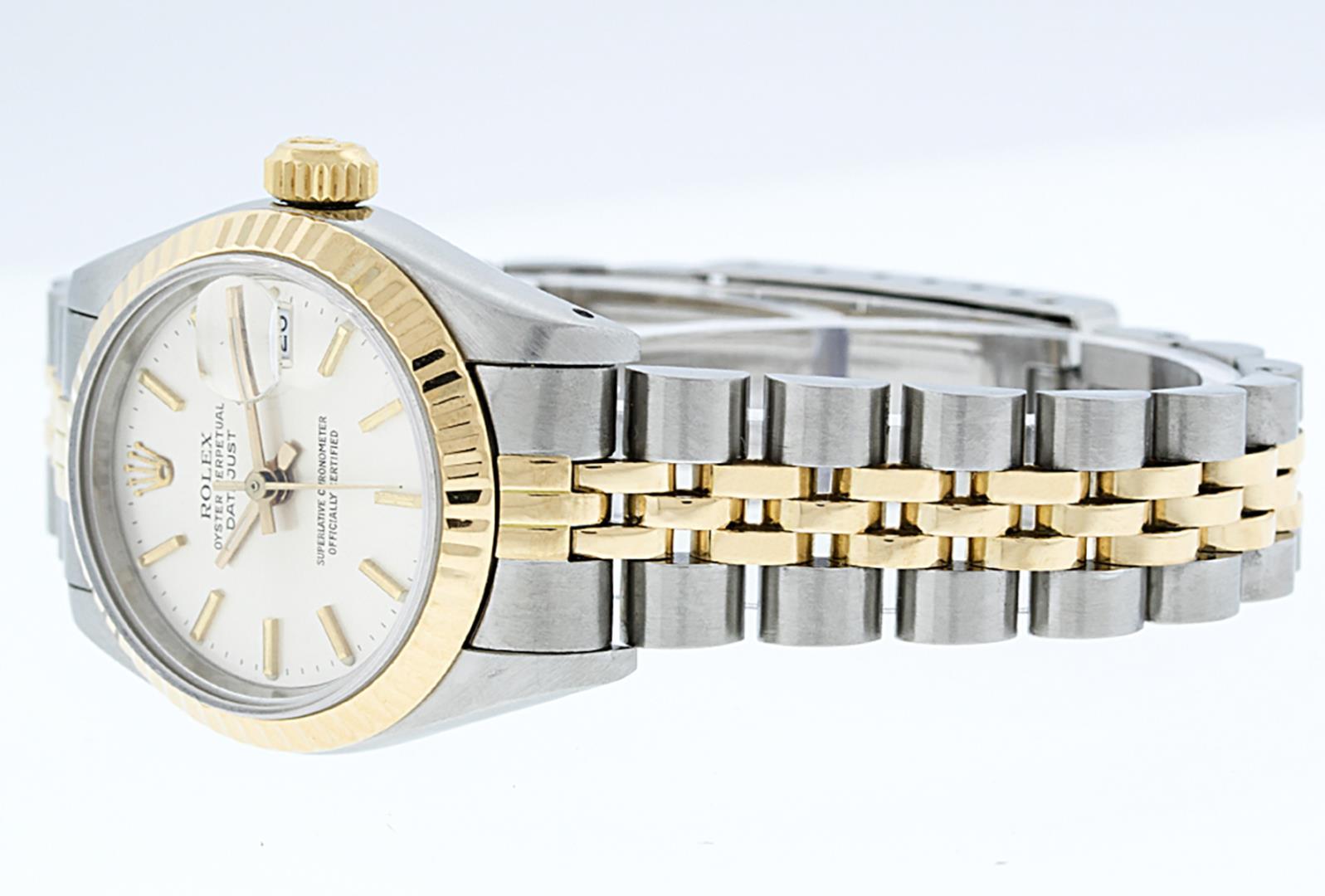 Rolex Ladies Two Tone White Index Datejust Wristwatch