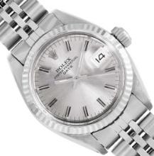 Rolex Ladies Stainless Steel Silver Index Date Wristwatch