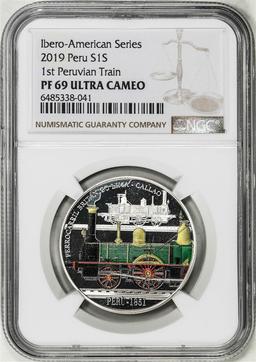 2019 Peru 1 Sol Ibero Historic Peruvian Train Proof Silver Coin NGC PF69 Ultra Cameo