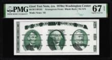 Circa 1970's Washington Center Giori Test Note PMG Superb Gem Uncirculated 67EPQ