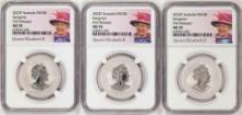 Lot of (3) 2023P Australia $100 Kangaroo 1oz Platinum Coins NGC MS70 First Releases