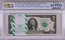 Pack 2017A $2 Federal Reserve STAR Notes SF Fr.1941-L* PCGS Choice Uncirculated 64PPQ