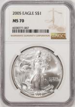 2005 $1 American Silver Eagle Coin NGC MS70