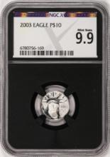 2003 $10 Platinum American Eagle Coin NGCX Mint State 9.9