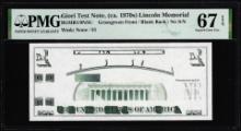 Circa 1970's Lincoln Memorial Giori Test Note PMG Superb Gem Uncirculated 67EPQ