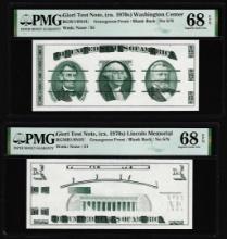 Set of Giori Test Note Washington & Lincoln Memorial PMG Superb Gem Unc 68EPQ