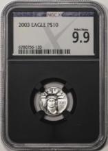 2003 $10 Platinum American Eagle Coin NGCX Mint State 9.9