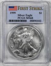 1999 $1 American Silver Eagle Coin PCGS MS68 First Strikes