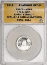 2014 Proof 1/4 oz Platinum JFK Apollo 11 Anniversary Medal ANACS MS69