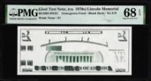 Circa 1970's Lincoln Memorial Giori Test Note PMG Superb Gem Uncirculated 68EPQ