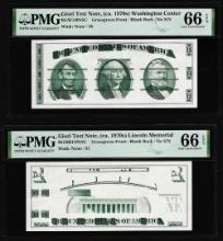 Set of Giori Test Note Washington & Lincoln Memorial PMG Gem Uncirculated 66EPQ