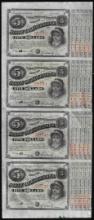 Uncut Sheet of (4) State of Louisiana Baby Bond Obsolete Notes