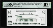 Circa 1970's Lincoln Memorial Giori Test Note PMG Superb Gem Uncirculated 67EPQ