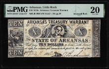 1862 $10 Arkansas Treasury Warrant Inverted Back Error Obsolete Note PMG Very Fine 20