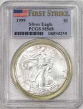 1999 $1 American Silver Eagle Coin PCGS MS68 First Strike