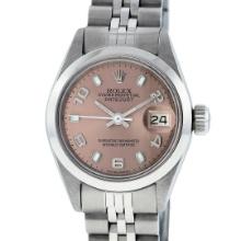 Rolex Ladies Stainless Steel Salmon Datejust Wristwatch