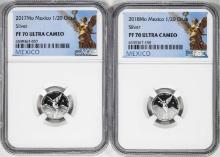 Lot of 2017-2018-Mo Mexico Proof 1/20 oz Silver Libertad Coins NGC PF70 Ultra Cameo