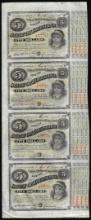 Uncut Sheet of (4) State of Louisiana Baby Bond Obsolete Notes