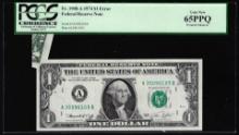 1974 $1 Federal Reserve Note Boston Fold over Error Fr.1908-A PCGS Gem New 65PPQ