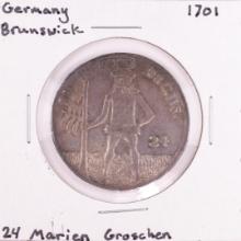 1701 Germany Brunswick 24 Marien Groschen Silver Coin