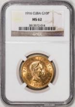 1916 Cuba 10 Pesos Gold Coin NGC MS62