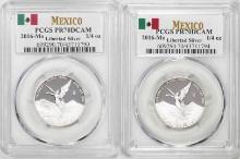 Lot of (2) 2016-Mo Mexico Proof 1/4 oz Silver Libertad Coins PCGS PR70DCAM