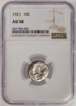 1921 Mercury Dime Coin NGC AU58