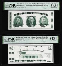 Set of Giori Test Note Washington & Lincoln Memorial PMG Superb Gem Unc 67EPQ