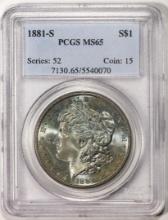 1881-S $1 Morgan Silver Dollar Coin PCGS MS65 Amazing Toning