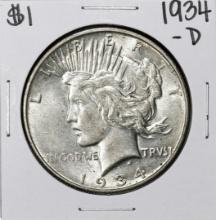 1934-D $1 Peace Silver Dollar Coin