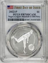 2022-P $1 Proof Negro Leagues Baseball Silver Dollar Coin PCGS PR70DCAM FDOI