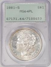 1881-S $1 Morgan Silver Dollar Coin NGC MS64PL Old Green Rattler Holder