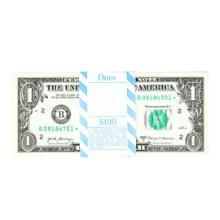 Pack of (100) Consecutive 2017A $1 Federal Reserve STAR Notes New York